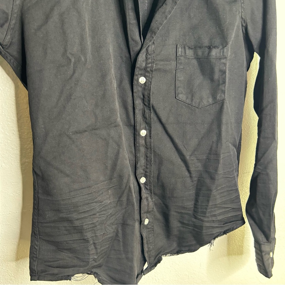 Frank & Eileen Barry Tailored Button Up Shirt in Black Famous Denim Size XS - Picture 4 of 16